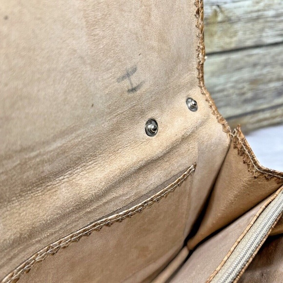 Vntg 70's Pierre Cardin Tan Brown Cobra Snakeskin Leather HandBag Clutch Purse - Picture 11 of 12